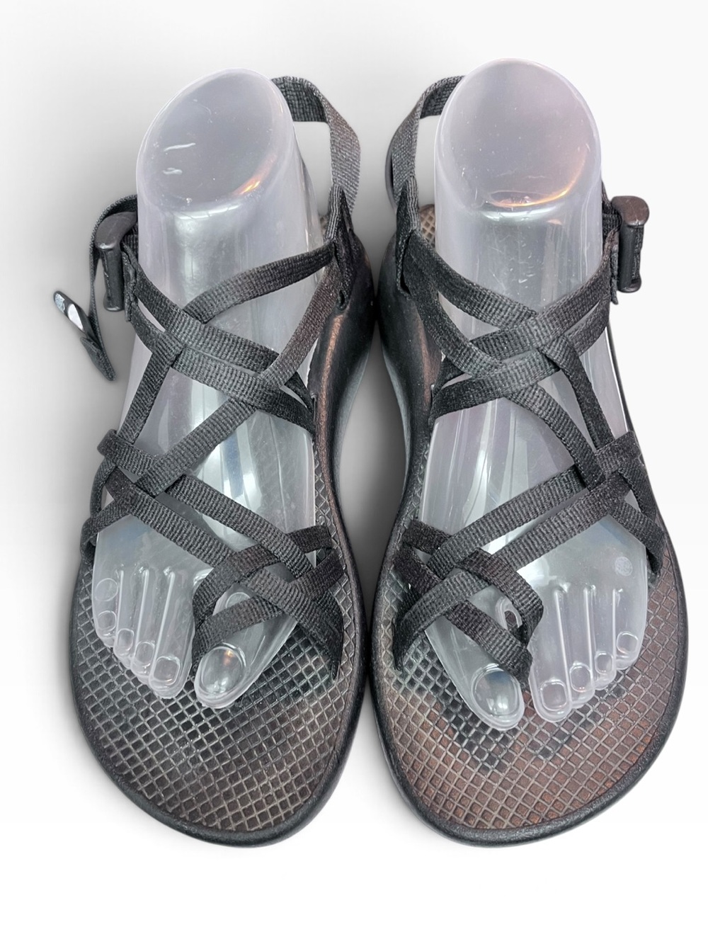 Chaco ZX/2 Strappy Hiking Sandals Womens 10 all black Zig Zag Vibram Toe Loop